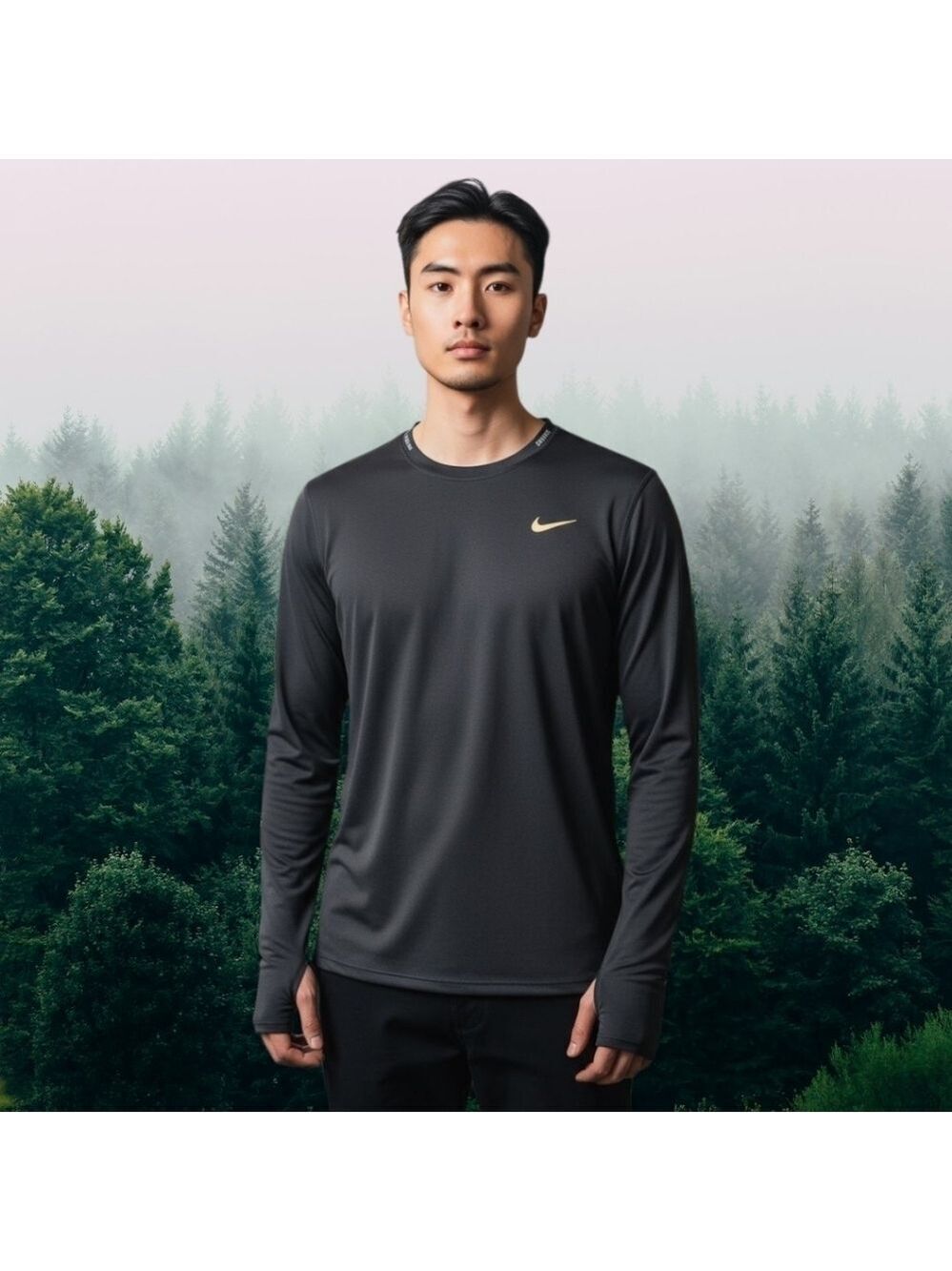 NWOT Nike Black Long Sleeve Running Top 1X #LS24